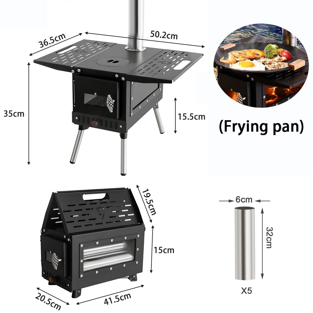 Draagbare Outdoor Houtkachel met Schoorsteen