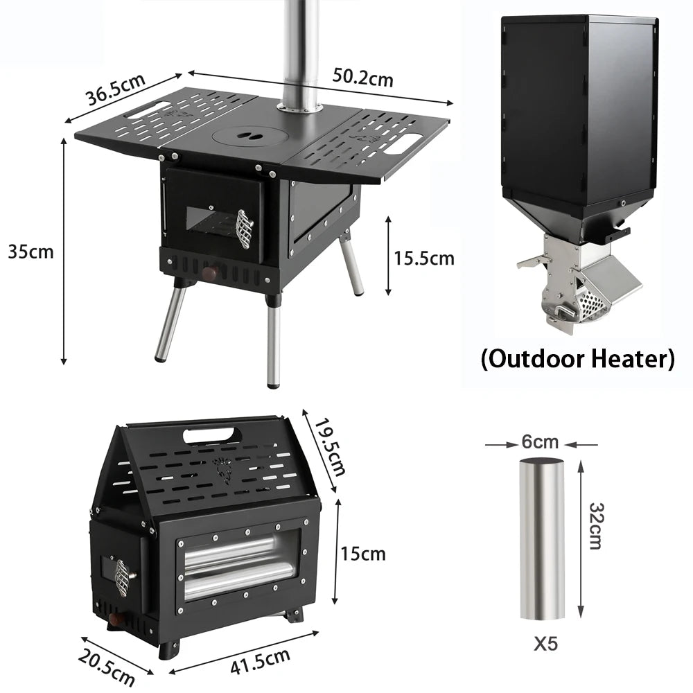 Draagbare Outdoor Houtkachel met Schoorsteen