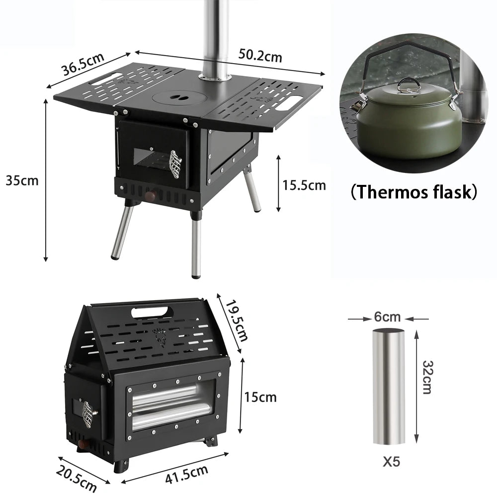 Draagbare Outdoor Houtkachel met Schoorsteen